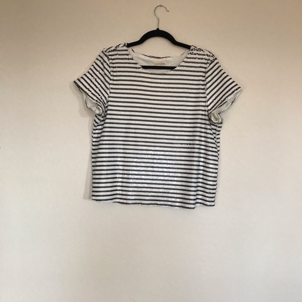 Black and white sequins top